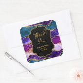 Sticker Carré Merci d'affaires de l'Agate de Peacock violet et b (Enveloppe)