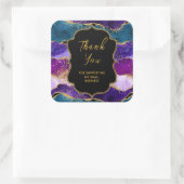 Sticker Carré Merci d'affaires de l'Agate de Peacock violet et b (Sac)
