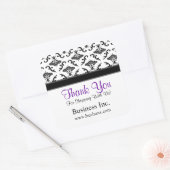 Sticker Carré Merci d'affaires noir Damask violet (Enveloppe)