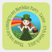 Sticker Carré Merci d'anniversaire de Saint Patrick (Devant)