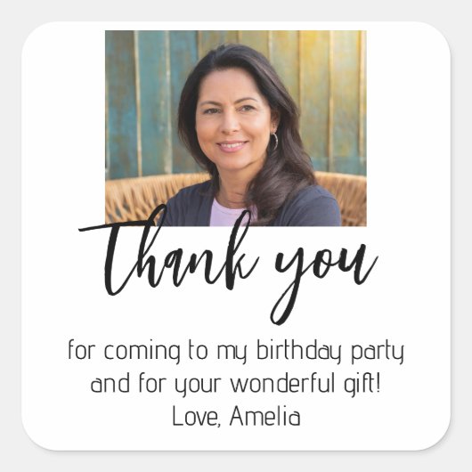 Sticker Carré Merci d'anniversaire simple et moderne (Devant)