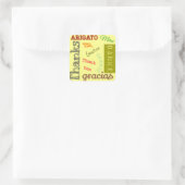 Sticker Carré Merci dans de nombreuses langues Design de typogra (Sac)