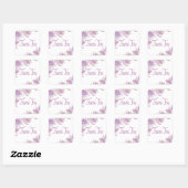 Sticker Carré Merci d'aquarelle Florale Fleurs violettes Mariage (Feuille)
