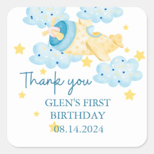 Sticker Carré Merci d'avion jaune vers le haut et vers le bas