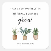 Sticker Carré merci d'avoir aidé mon plante de croissance de la (Devant)