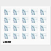 Sticker Carré Merci de Baby shower Boho Blue Rainbow (Feuille)