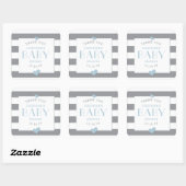 Sticker Carré Merci de Baby shower gris (Feuille)