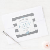 Sticker Carré Merci de Baby shower gris (Enveloppe)