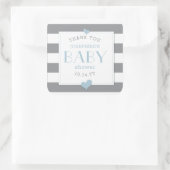 Sticker Carré Merci de Baby shower gris (Sac)