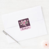 Sticker Carré Merci de Baby shower Lily à floraison violette (Enveloppe)
