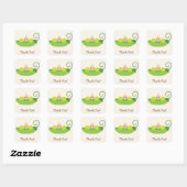 Sticker Carré Merci de Baby shower vert doux pois (Feuille)