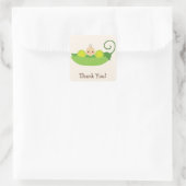 Sticker Carré Merci de Baby shower vert doux pois (Sac)