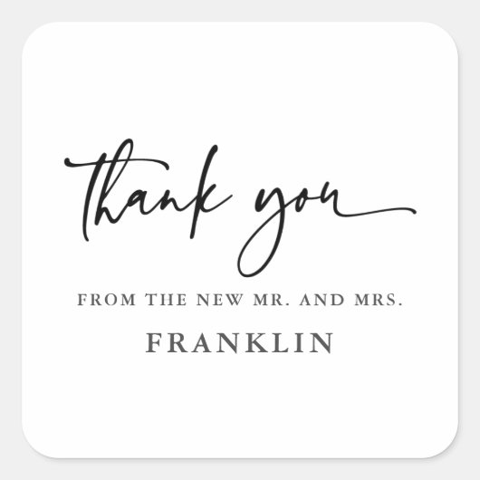 Sticker Carré Merci de calligraphie moderne Favoriser les phoque (Devant)