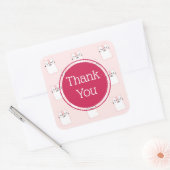 Sticker Carré Merci de chaton rose couchant (Enveloppe)