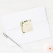 Sticker Carré Merci de Crème de Noël vert moderne Mariage (Enveloppe)