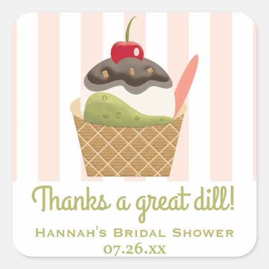 Sticker Carré Merci de  de briques et de crème glacée (Devant)