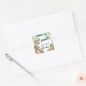 Sticker Carré Merci de fête d'anniversaire de Dinosaur (Enveloppe)