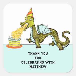 Sticker Carré Merci de fête d'anniversaire du garçon