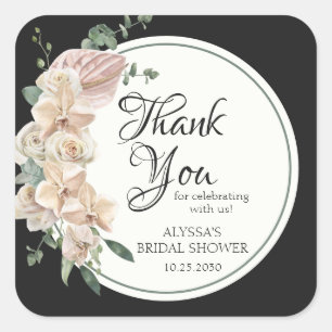 Sticker Carré Merci de Fête des mariées d'aquarelle florale trop