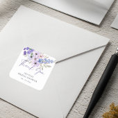 Sticker Carré Merci de Fête des mariées de script de fleurs viol