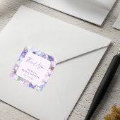 Sticker Carré Merci de Fête des mariées de script de fleurs viol