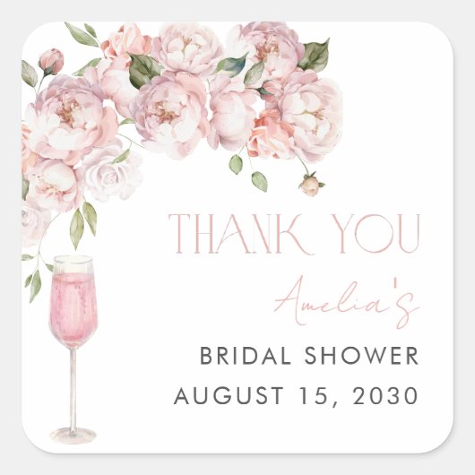 Sticker Carré Merci de Fête des mariées rose moderne (Devant)