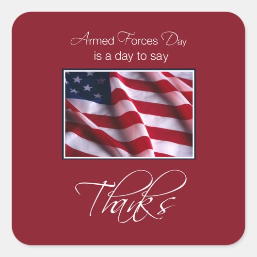 Sticker Carré Merci de la fête des vétérans, drapeau patriotique (Devant)