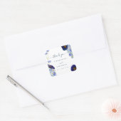 Sticker Carré Merci de Mariage bleu Fleur sauvage moderne (Enveloppe)