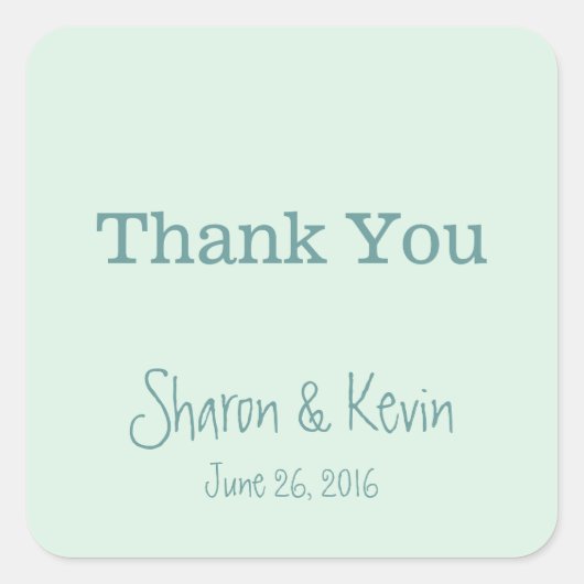 Sticker Carré Merci de Mariage de tons bleus (Devant)