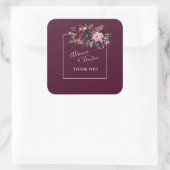 Sticker Carré Merci de Mariage rose et bordeaux (Sac)