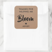 Sticker Carré Merci de m'avoir aidé Bloom Flower Sticker, Kraft (Sac)