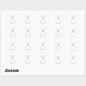 Sticker Carré Merci de monogramme rouge Whimsical (Feuille)