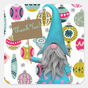 Sticker Carré Merci de Noël Gnome