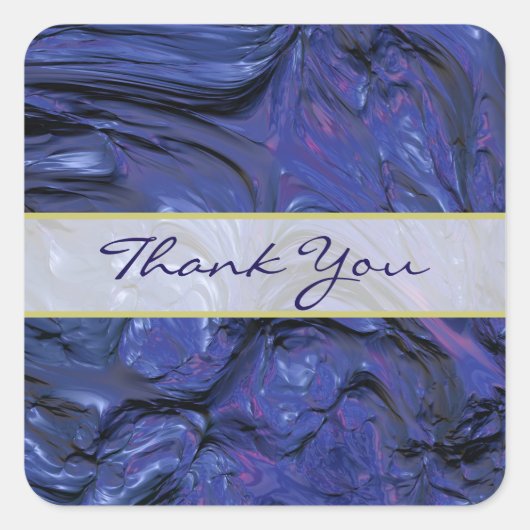 Sticker Carré Merci de peinture bleu violet à texture lourde (Devant)