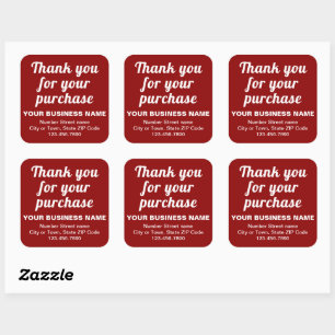Sticker Carré Merci de texte brut pour votre achat sur rouge