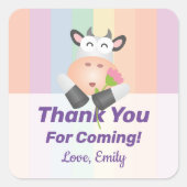 Sticker Carré Merci De Vache Cartoon Mignonne Pour Venir (Devant)