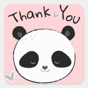 Sticker Carré Merci de visage doux de l'ours Panda