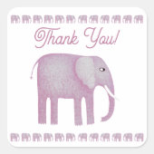 Sticker Carré Merci d'éléphant rose (Devant)