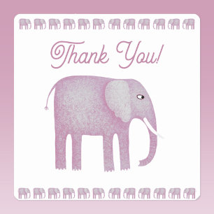 Sticker Carré Merci d'éléphant rose
