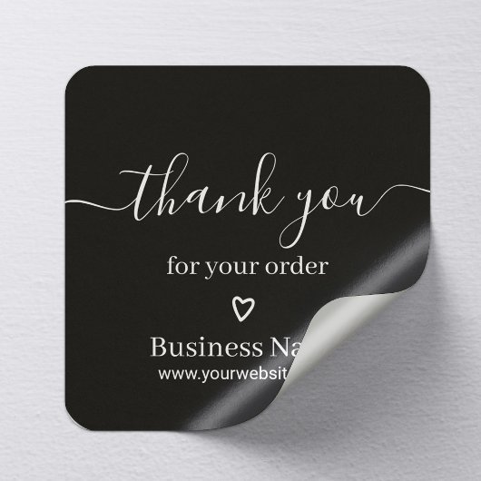 Sticker Carré Merci d'entreprise pour votre commande Elegant Noi