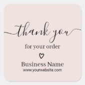 Sticker Carré Merci d'entreprise pour votre commande Fille rose (Devant)