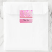 Sticker Carré Merci des coeurs roses flottants (Sac)