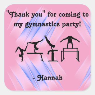 Sticker Carré "Merci" d'être venu à ma Gymnastique Party !