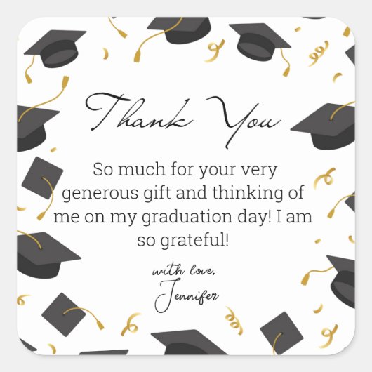 Sticker Carré merci diplôme casquette arrière - plan élégant (Devant)