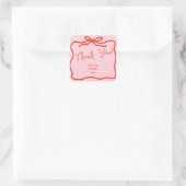 Sticker Carré Merci Doodle rose Bow (Sac)