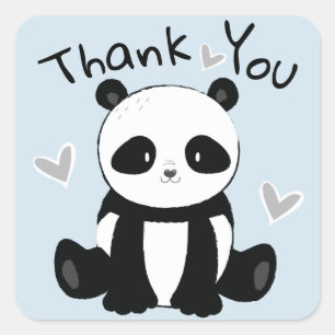 Sticker Carré Merci d'ours de panda assis doux