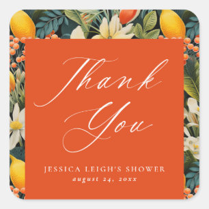 Sticker Carré Merci du paradis orange tropical