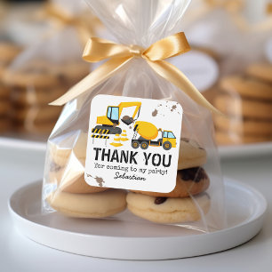 Sticker Carré Merci du Parti Anniversaire de enfant de la constr