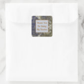 Sticker Carré Merci Enseignant Bleu Flèches d'or Appréciation (Sac)