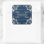 Sticker Carré Merci Favor Classic Livre Couverture Argent Orname (Sac)